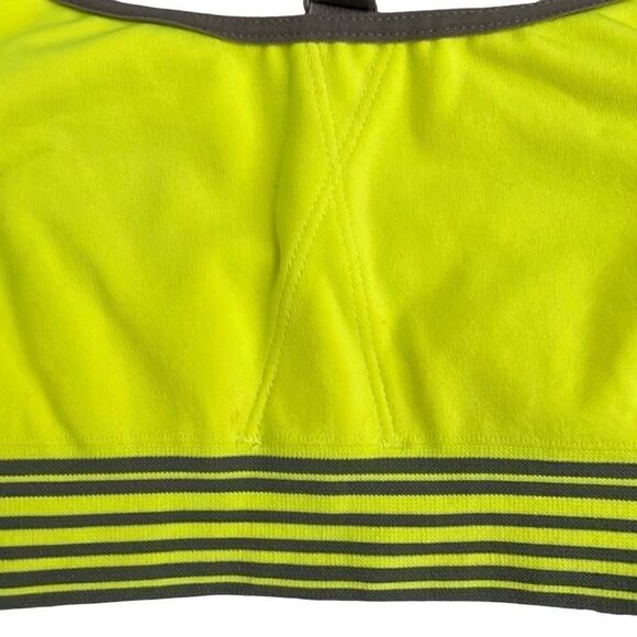 Nearly New! Athleta Neon Yellow Gray Trim Racerback Sports Bra - Small - Picture 3 of 8